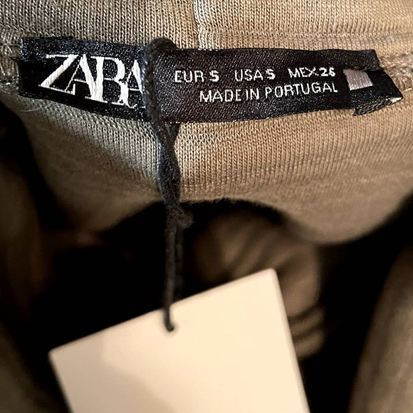 ZARA Size S Dress NEW Mock Turtleneck Ribbed Olive Green Soft Tunic Minamalist - Picture 6 of 15